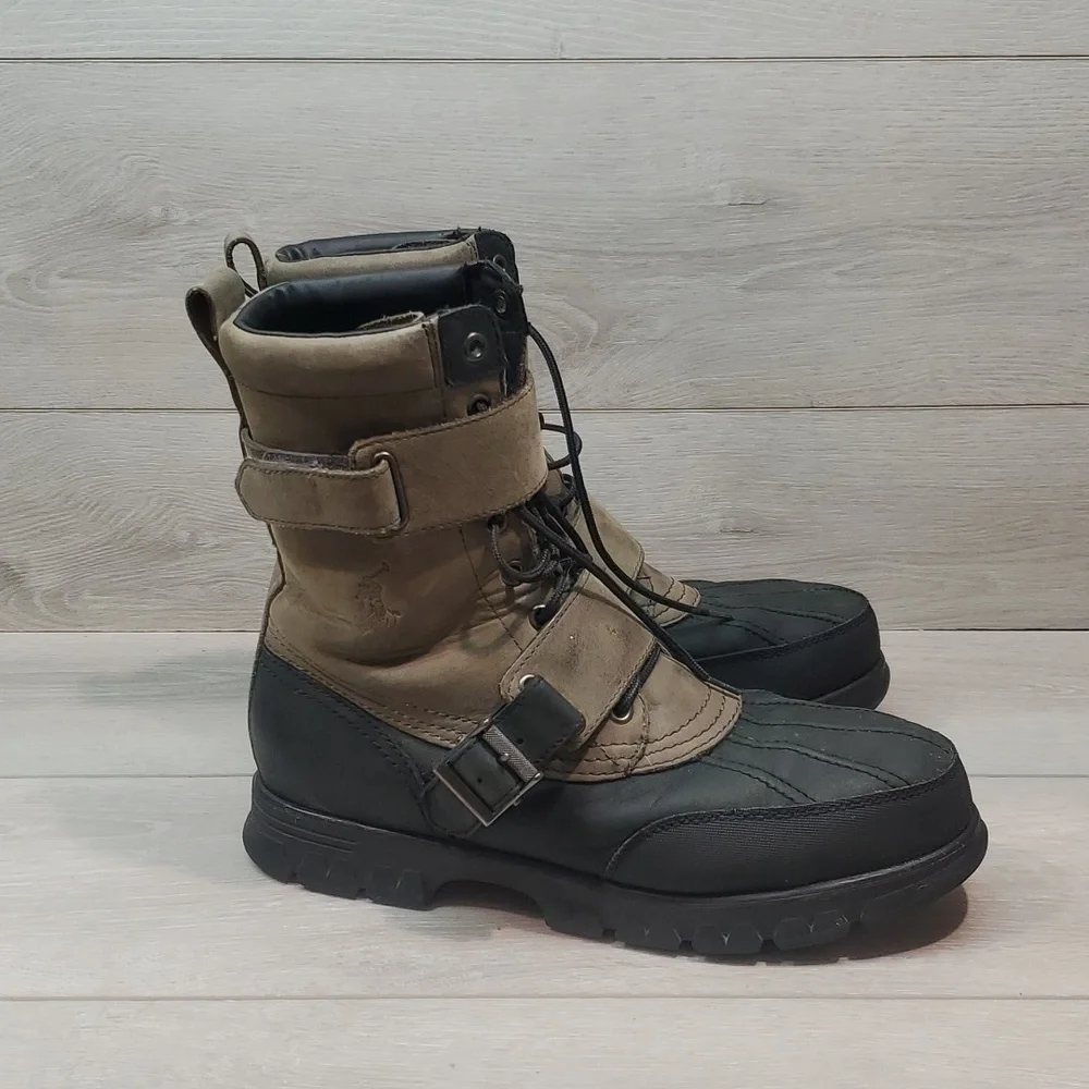 Polo by Ralph Lauren Mens Varick Leather High Top military boots shoes sz 10.5D